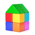 Small house made of colorful plastic toy building blocks isolated on white background Royalty Free Stock Photo