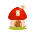 Small house made from mushroom, fairytale fantasy house for gnome, dwarf or elf vector Illustration on a white Royalty Free Stock Photo