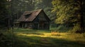 A small house in the middle of a forest Royalty Free Stock Photo