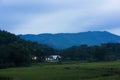 Small house nearby rice field at twilight Royalty Free Stock Photo