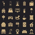 Small house for rest icons set, simple style