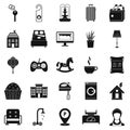 Small house for rest icons set, simple style