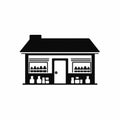 Bold Stencil Black Icon Of A Pharmacy On White Background