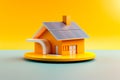 Small house with solar panel on top of it. Generative AI Royalty Free Stock Photo