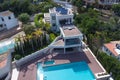 small house with a swimming pool on the shores of the Mediterran Royalty Free Stock Photo