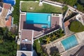 small house with a swimming pool on the shores of the Mediterran Royalty Free Stock Photo