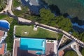 small house with a swimming pool on the shores of the Mediterran Royalty Free Stock Photo