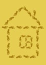 Small house from traces on sand