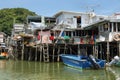 Small houses and boats in Tai O fishing village Royalty Free Stock Photo