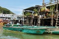 Small houses and boats in Tai O fishing village Royalty Free Stock Photo