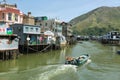 Small houses and boats in Tai O fishing village Royalty Free Stock Photo