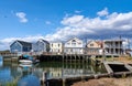 Small houses built on pilings in the water in Broad Channel, Queens, NY Royalty Free Stock Photo