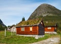 Small houses at the foot of a mountain Royalty Free Stock Photo