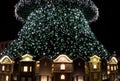 Small houses under the Christmas tree. Christmas decoration Royalty Free Stock Photo