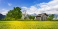 Small hut next green bushes and trees Royalty Free Stock Photo