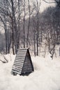 Small hut in the snow Royalty Free Stock Photo