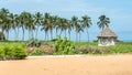 Small hute with palm trees on the africa coast