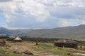 Small huts close to the Lesotho border control in the Sani Pass