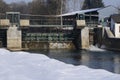 Small hydroelectric power station in winter Royalty Free Stock Photo