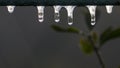 Small icicles on a nickel-plated handrail, the first autumn frosts Royalty Free Stock Photo