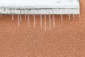 Small icicles in windowsill