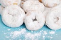 Small icing sugar covered donuts Royalty Free Stock Photo