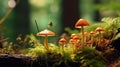 small inedible mushrooms, poisonous mushrooms forest background