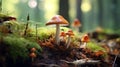 small inedible mushrooms, poisonous mushrooms forest background macro nature