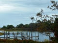 Small Inlet with Boat Landings off the Atlantic Ocean Royalty Free Stock Photo