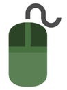 The drawing of a clicked green computer mouse, a small hardware input device used by hand. Illustration, vector or cartoon. Royalty Free Stock Photo