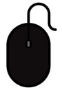 The drawing of a black computer mouse, a small hardware input device used by hand. Illustration, vector or cartoon. Royalty Free Stock Photo