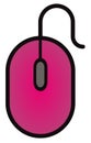 The drawing of a pink computer mouse, a small hardware input device used by hand. Illustration, vector or cartoon. Royalty Free Stock Photo
