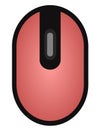 The drawing of a pink computer mouse, a small hardware input device used by hand. Illustration, vector or cartoon. Royalty Free Stock Photo