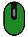 The drawing of a green computer mouse, a small hardware input device used by hand. Illustration, vector or cartoon. Royalty Free Stock Photo