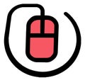 The drawing of a pink computer mouse, a small hardware input device used by hand. Illustration, vector or cartoon. Royalty Free Stock Photo