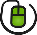 The drawing of a green computer mouse, a small hardware input device used by hand. Illustration, vector or cartoon. Royalty Free Stock Photo