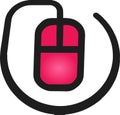 The drawing of a pink computer mouse, a small hardware input device used by hand. Illustration, vector or cartoon. Royalty Free Stock Photo