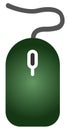 The drawing of a green computer mouse, a small hardware input device used by hand. Illustration, vector or cartoon. Royalty Free Stock Photo