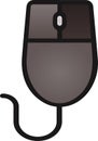 The drawing of a right-clicked grey computer mouse, a small hardware input device used by hand. Illustration, vector or cartoon. Royalty Free Stock Photo
