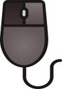 The drawing of a left-clicked grey computer mouse, a small hardware input device used by hand. Illustration, vector or cartoon. Royalty Free Stock Photo