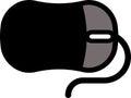 The drawing of a clicked black computer mouse, a small hardware input device used by hand. Illustration, vector or cartoon. Royalty Free Stock Photo