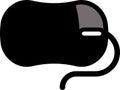 The drawing of a left-clicked black computer mouse, a small hardware input device used by hand. Illustration, vector or cartoon. Royalty Free Stock Photo