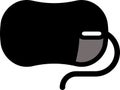 The drawing of a right-clicked black computer mouse, a small hardware input device used by hand. Illustration, vector or cartoon. Royalty Free Stock Photo