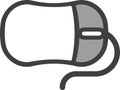 The drawing of a clicked white computer mouse, a small hardware input device used by hand. Illustration, vector or cartoon. Royalty Free Stock Photo