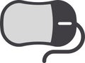 The drawing of a clicked grey computer mouse, a small hardware input device used by hand. Illustration, vector or cartoon. Royalty Free Stock Photo
