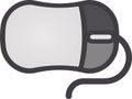 The drawing of a left-clicked grey computer mouse, a small hardware input device used by hand. Illustration, vector or cartoon. Royalty Free Stock Photo