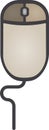 The drawing of a left-clicked brown computer mouse, a small hardware input device used by hand. Illustration, vector or cartoon. Royalty Free Stock Photo