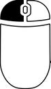 The drawing of a left-clicked white computer mouse, a small hardware input device used by hand. Illustration, vector or cartoon. Royalty Free Stock Photo