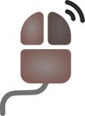 The drawing of a right-clicked brown computer mouse, a hardware input device used by hand. Illustration, vector or cartoon. Royalty Free Stock Photo