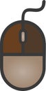 The drawing of a right-clicked brown computer mouse, a hardware input device used by hand. Illustration, vector or cartoon. Royalty Free Stock Photo
